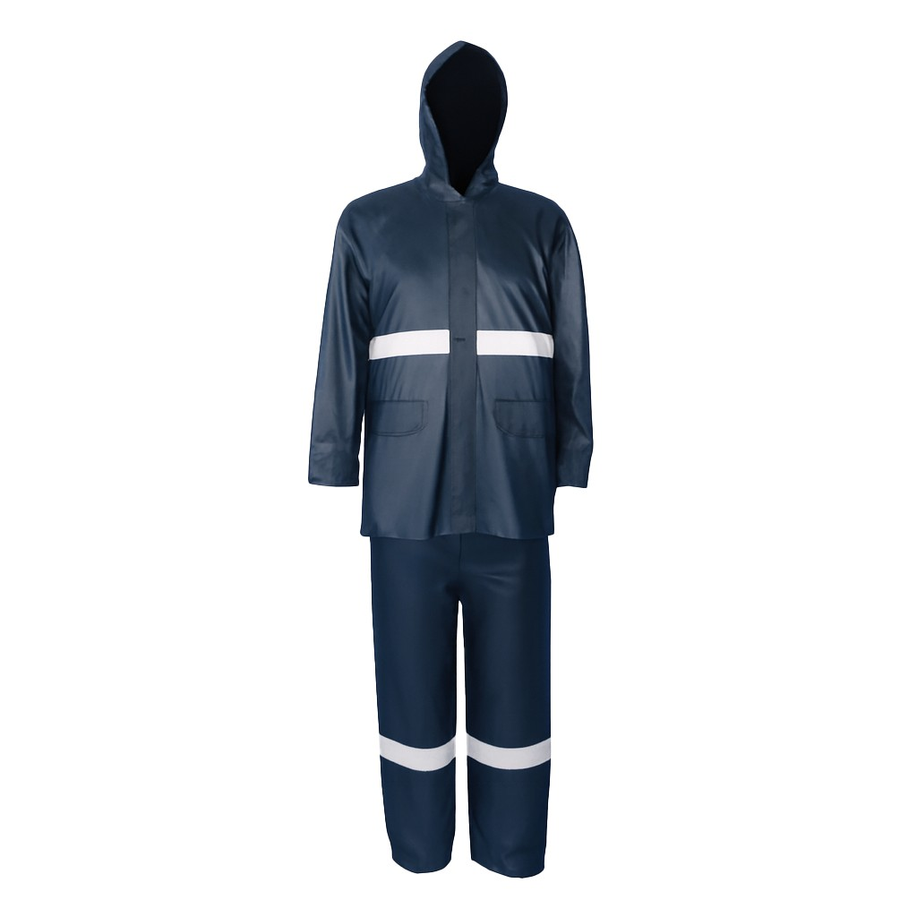 PVC Rubberised Rain Suit With Reflective Tape