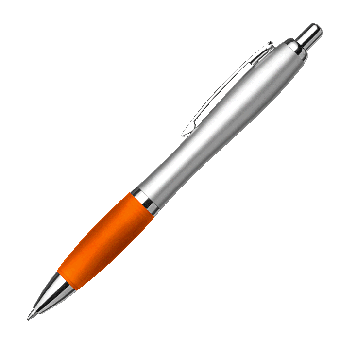 Silver Barrel Black Ink Pen