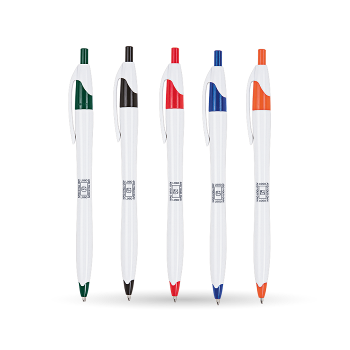 Slim White Barrel Ballpoint Pen